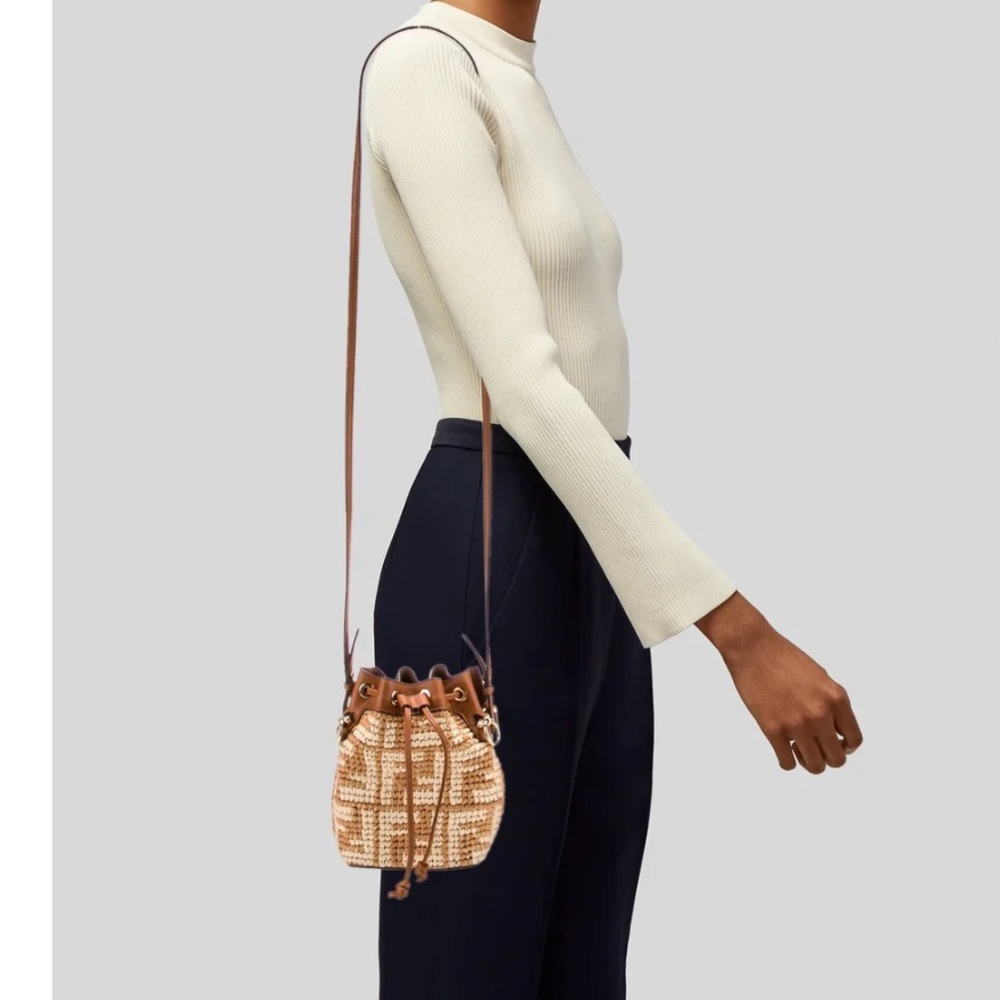 Fendi Mini Zucca Raffia Mon Tresor Bucket Bag